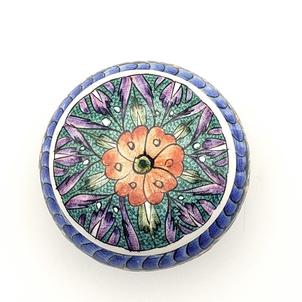 Vtg Sirga Avanos Turkish Ceramic Lidded Mini Trinket Box Hand Painted Signed EUC